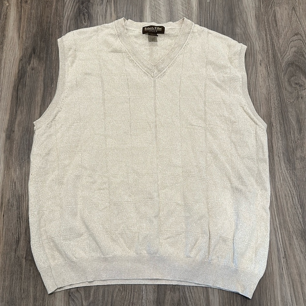 🧥 Vintage Roberto Villini Sweater Vest - Classic Neutral Knit